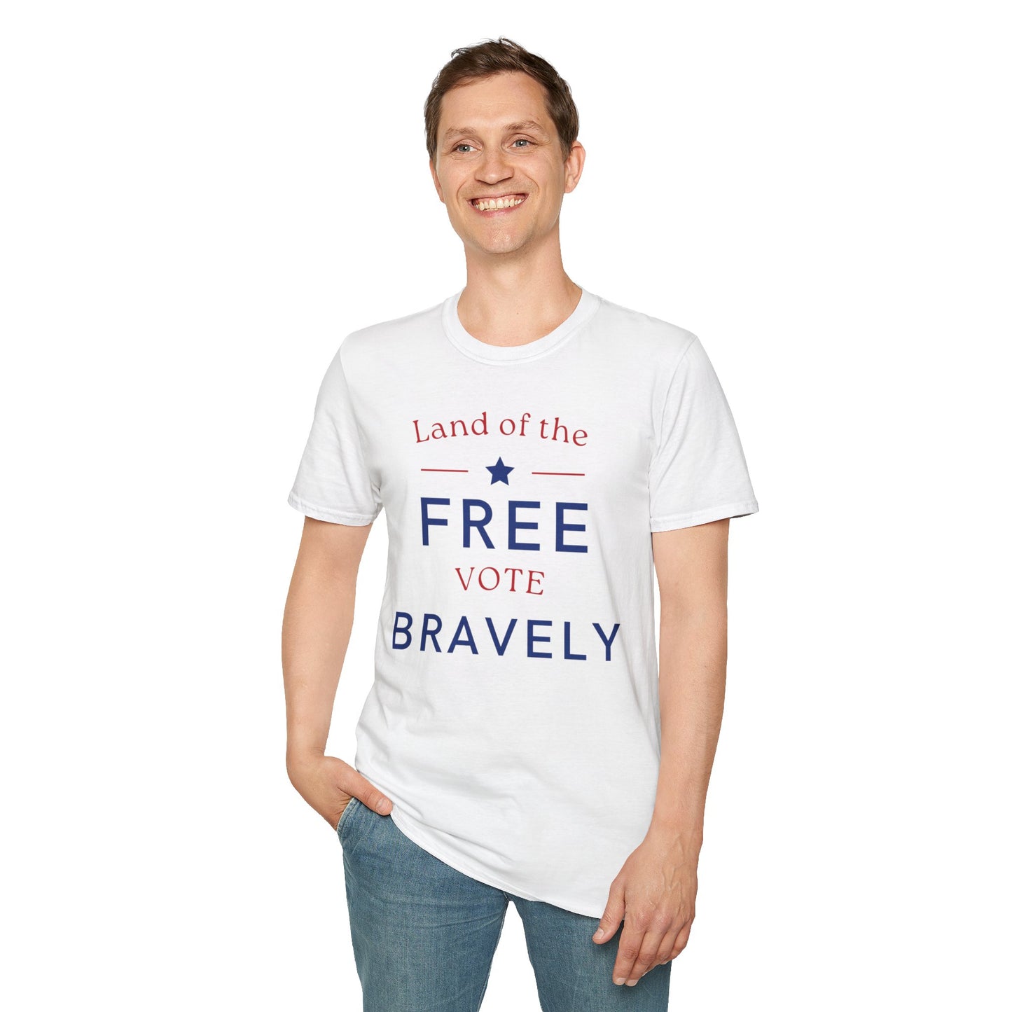 Land of the Free , Vote Bravely Unisex Softstyle T-Shirt