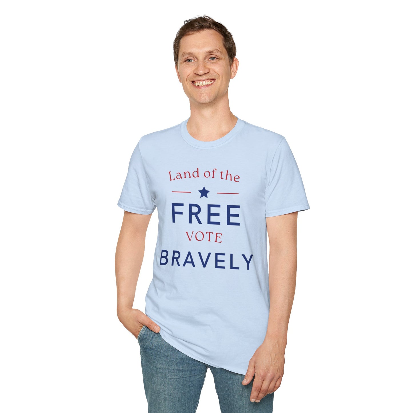 Land of the Free , Vote Bravely Unisex Softstyle T-Shirt