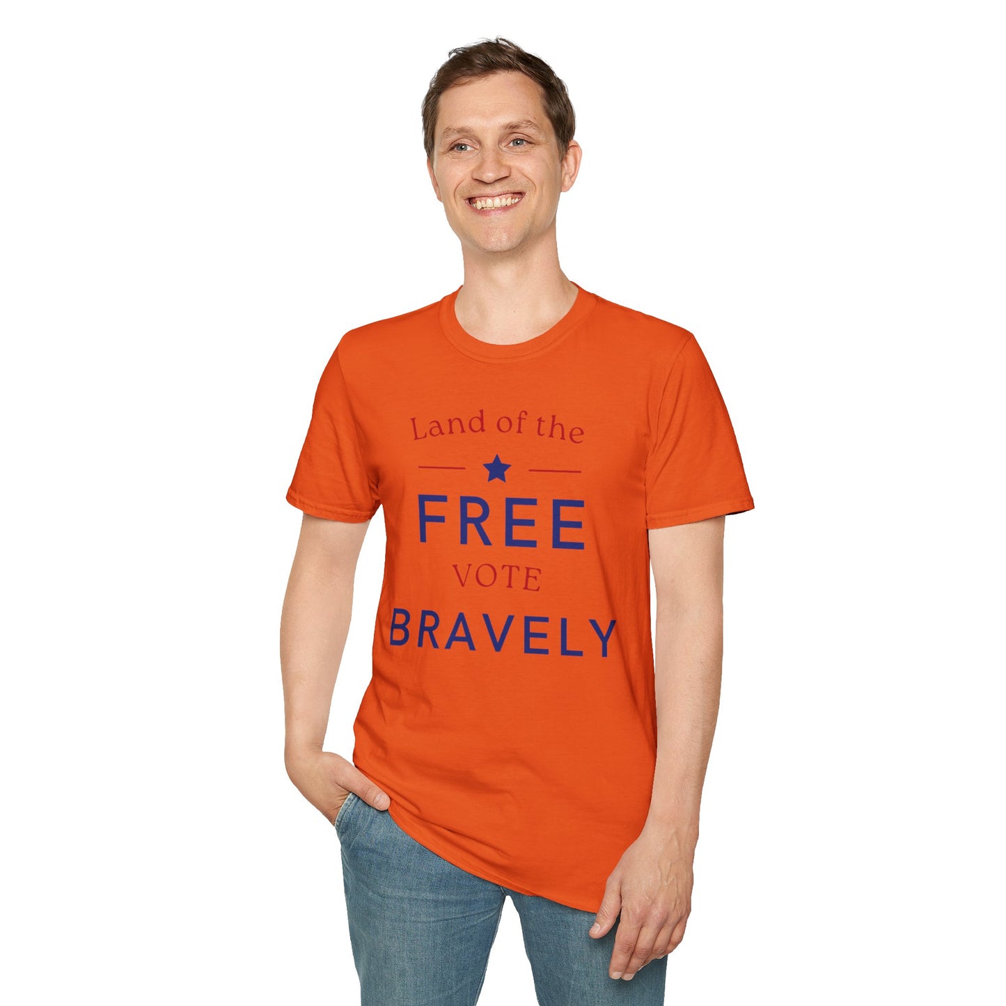 Land of the Free , Vote Bravely Unisex Softstyle T-Shirt