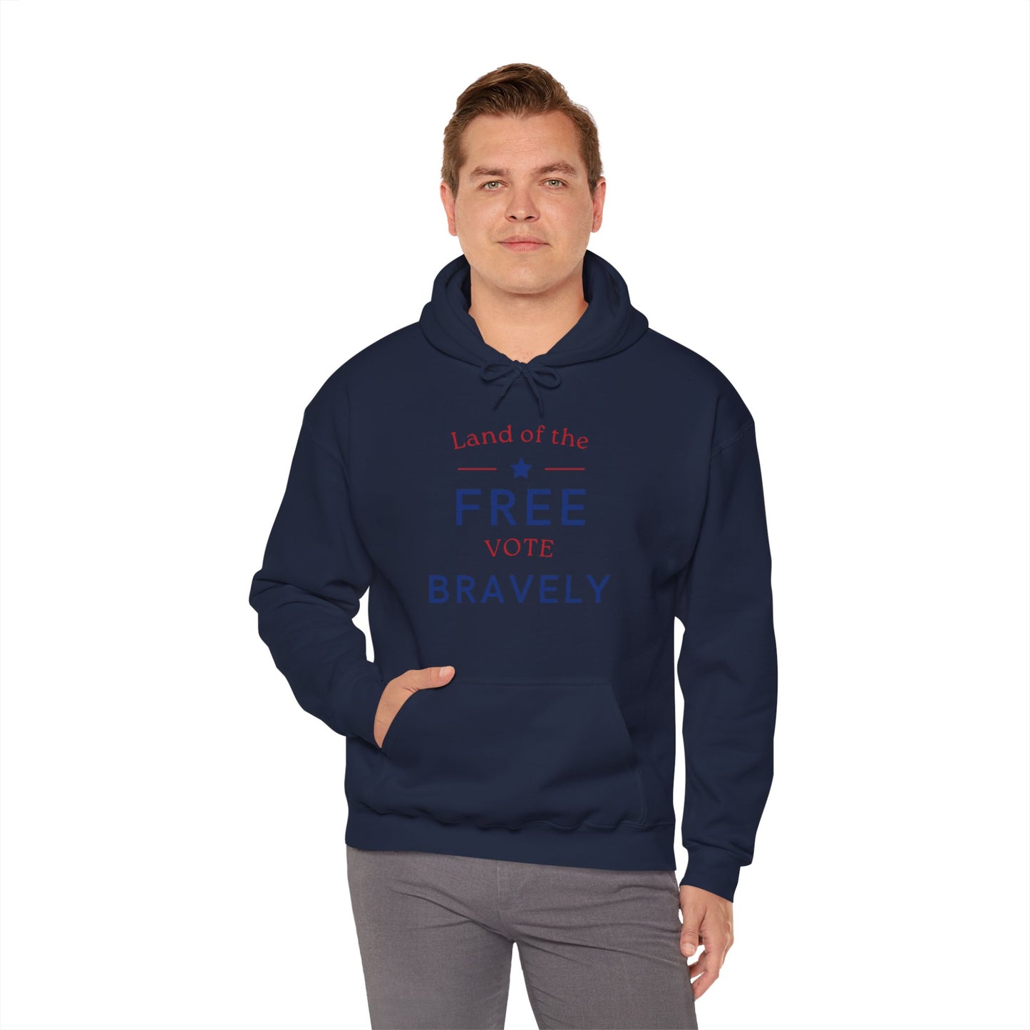 Land of the Free, Vote Bravely Unisex Heavy Blend™ Hooded Sweatshirt