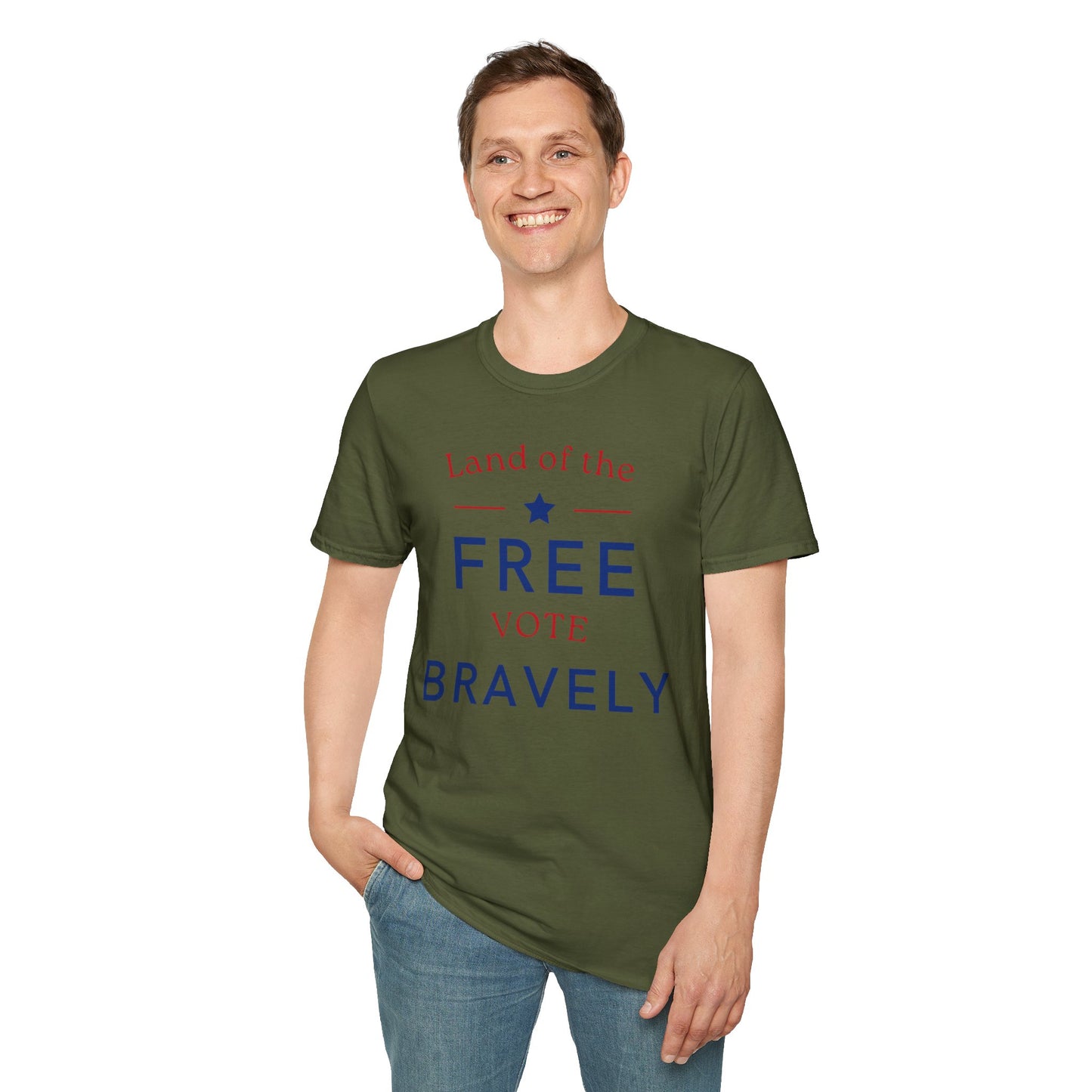 Land of the Free , Vote Bravely Unisex Softstyle T-Shirt