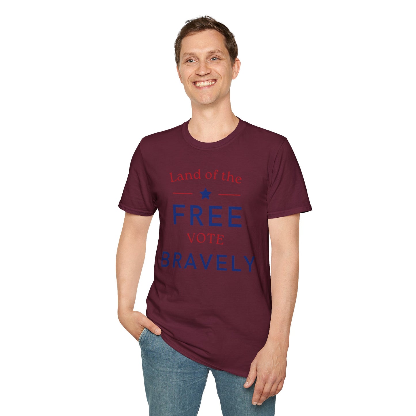 Land of the Free , Vote Bravely Unisex Softstyle T-Shirt